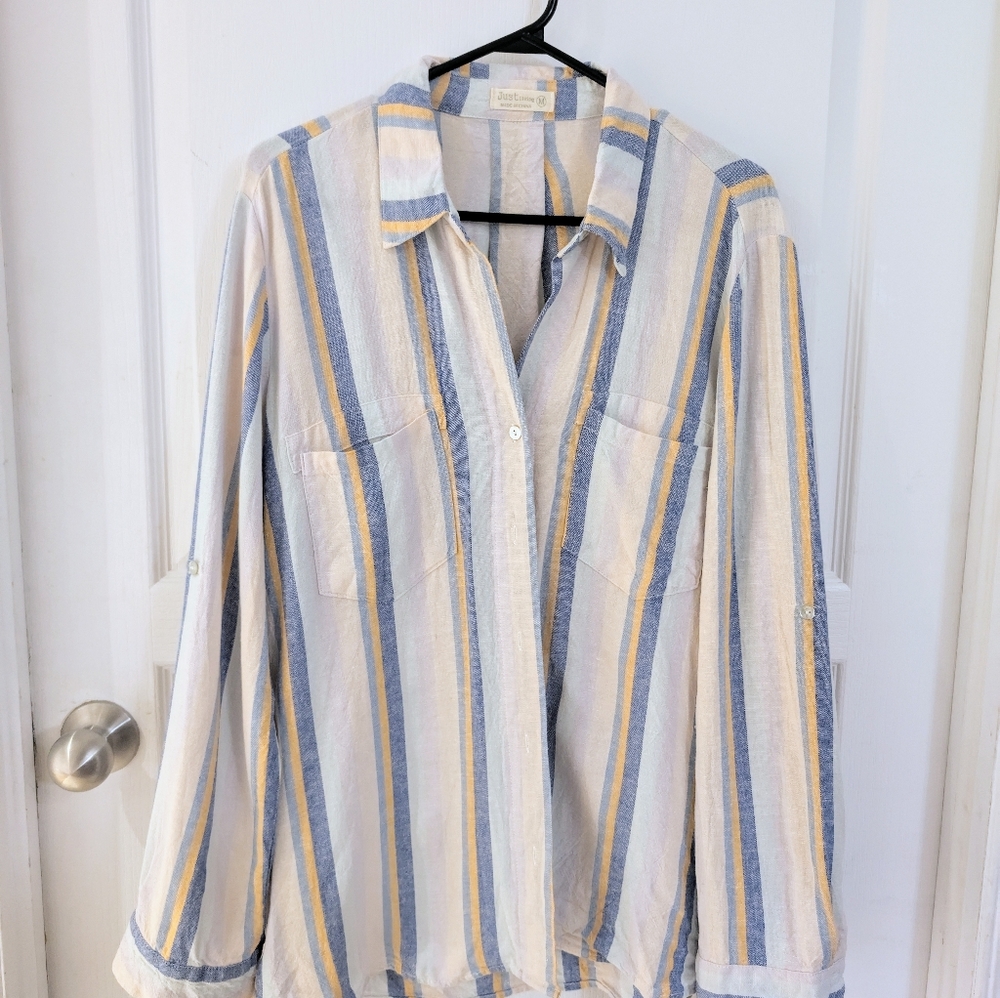 Linen striped shirt multicolor just living medium